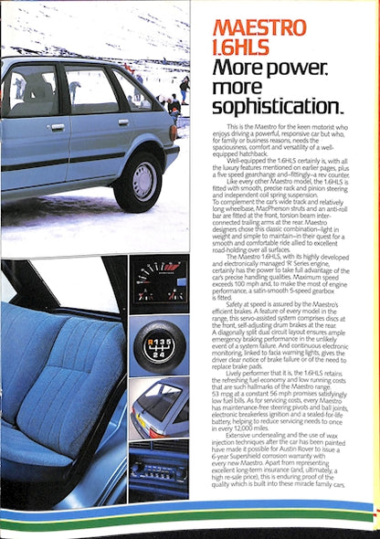 Austin Maestro Range Brochure, 1.3, 1.6, L, HLE, HLS, Vanden Plas &amp; MG #3598 1983 image 10