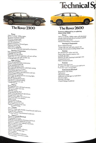 Rover SD1 Range Car Sales Brochure, 2300, 2600, 3500 V8, V8-S #3458 1980 image 7