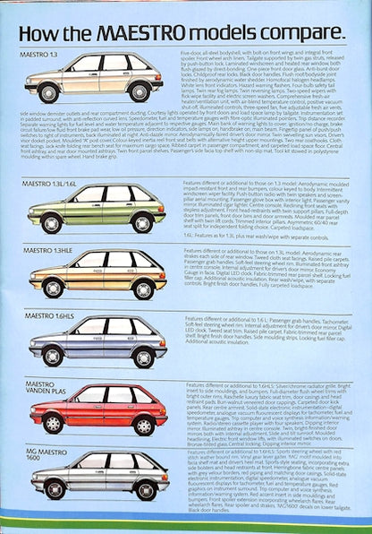 Austin Maestro Range Brochure, 1.3, 1.6, L, HLE, HLS, Vanden Plas &amp; MG #3598 1983 image 19