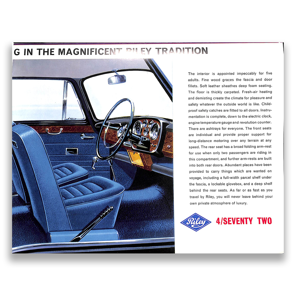 Riley 4/Seventy Two Car Sales Brochure #6321 1963