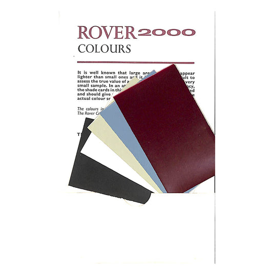 Rover 2000 Saloon Colours Brochure #650 1963