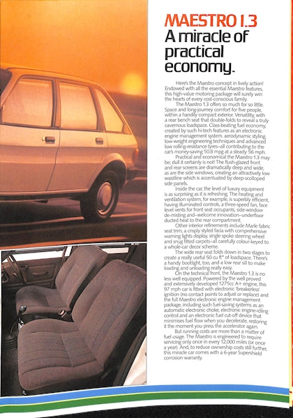 Austin Maestro Range Brochure, 1.3, 1.6, L, HLE, HLS, Vanden Plas &amp; MG #3598 1983 image 4