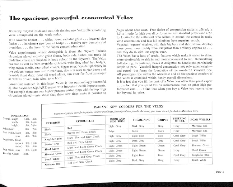Vauxhall Wyvern, Velox &amp; Cresta Car Sales Brochure, #V1008 1954 image 4
