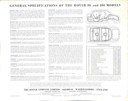 1960 Rover 80 &amp; 100 Brochure image 7