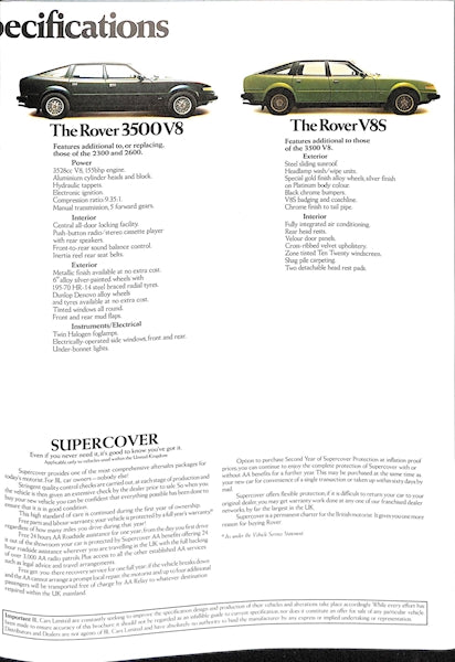 Rover SD1 Range Car Sales Brochure, 2300, 2600, 3500 V8, V8-S #3458 1980 image 6