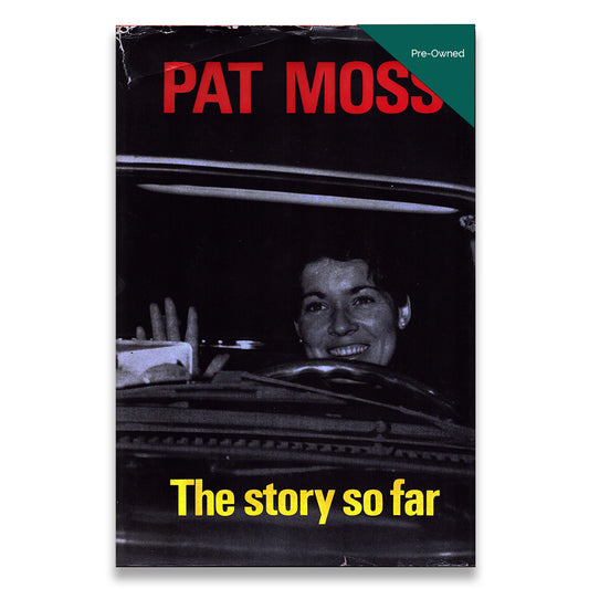 Book cover with a woman in a car, text 'PAT MOSS The story so far', and 'Pre-Owned' label.