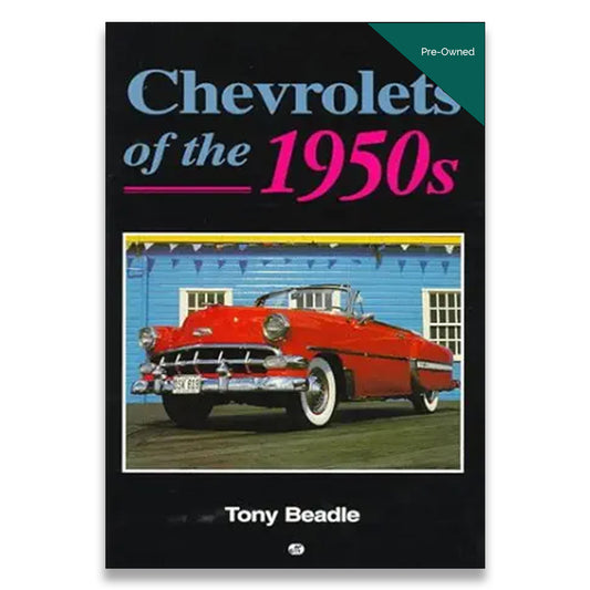 Book cover of 'Chevrolets of the 1950s' by Tony Beadle featuring a red car.