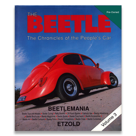 Book cover of 'The Beetle: The Chronicles of the People's Car' with a red Volkswagen Beetle on a blue sky background.
