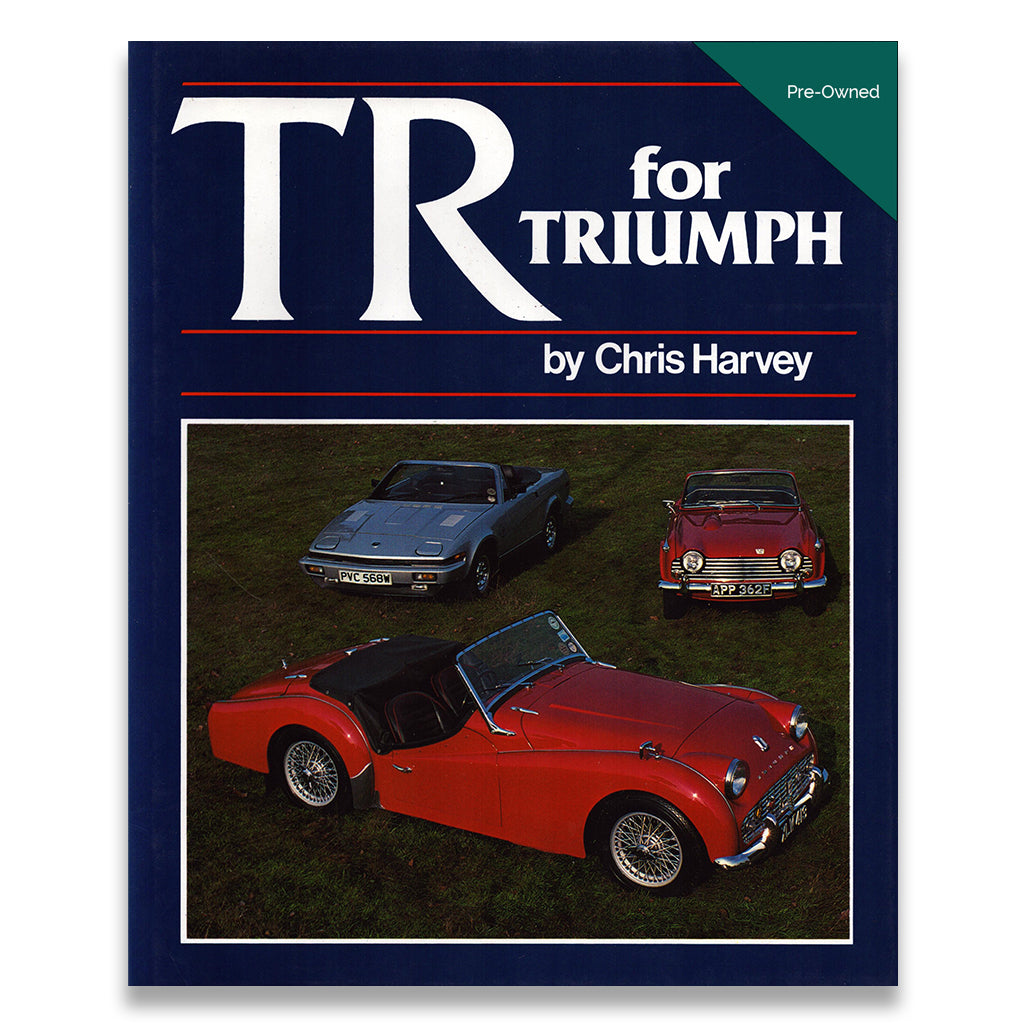 Book cover of 'TR for Triumph' by Chris Harvey with images of Triumph cars.