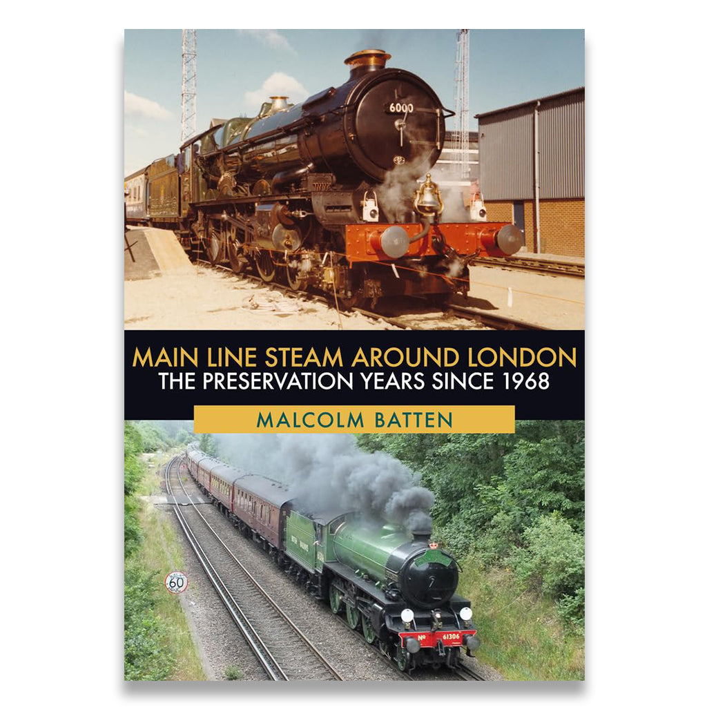 Book cover featuring images of steam trains and text about preservation years since 1968.