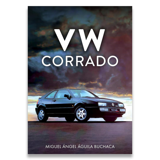 Book cover of 'VW Corrado' with a black car on a colorful background