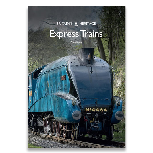 Book cover of 'Express Trains' by Tim Bryan featuring a blue train on tracks.