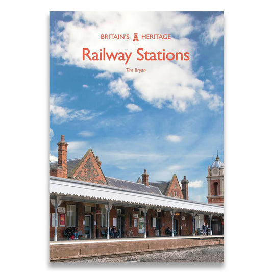 Book cover of 'Railway Stations' by Tim Bryan with a railway station image on the cover.