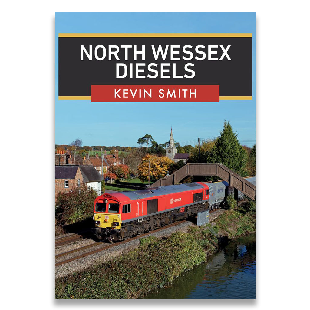 Book cover of 'North Wessex Diesels' by Kevin Smith with a red diesel train on a track.