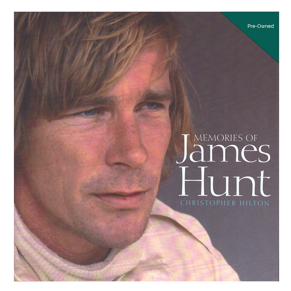 Book cover of 'Memories of James Hunt' with a close-up of a person's face.