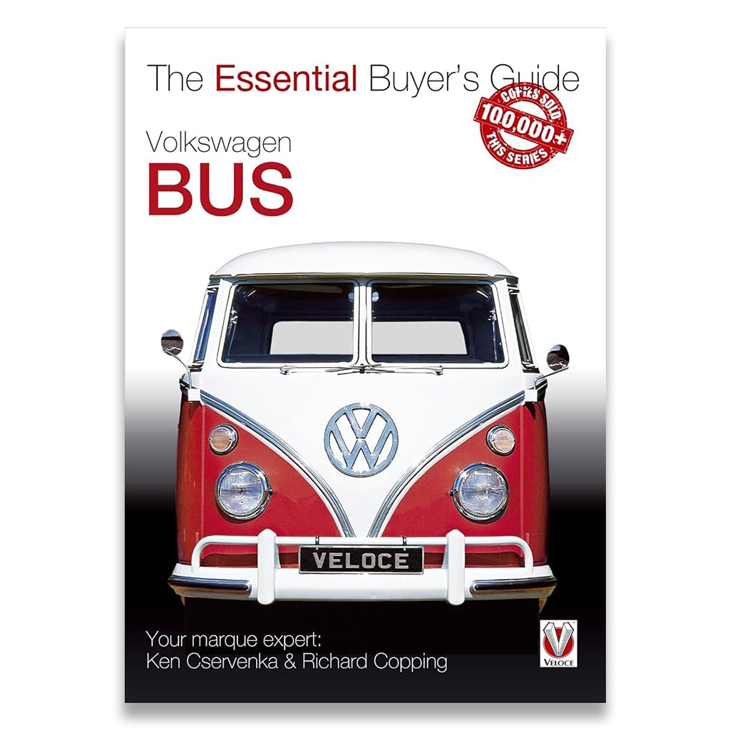 Book cover of 'Volkswagen Bus: The Essential Buyer's Guide' with a classic Volkswagen van on a black background.