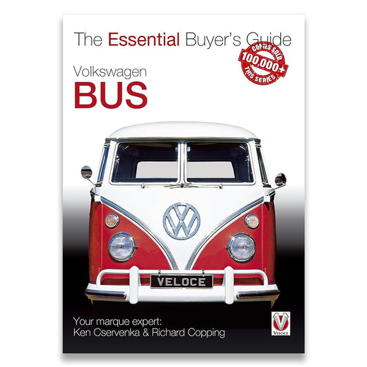 Book cover of 'Volkswagen Bus: The Essential Buyer's Guide' with a classic Volkswagen van on a black background.