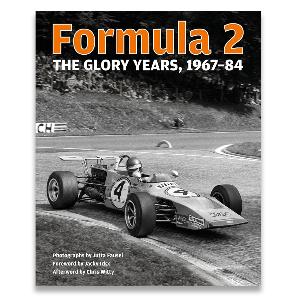 Book cover of 'Formula 2: The Glory Years, 1967-84' with a vintage racing car on a track.