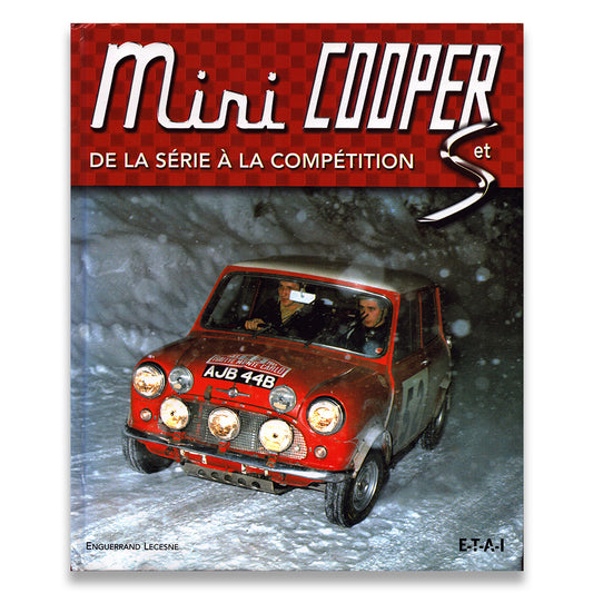 Book cover of 'Mini Cooper' with a red car on a snowy background