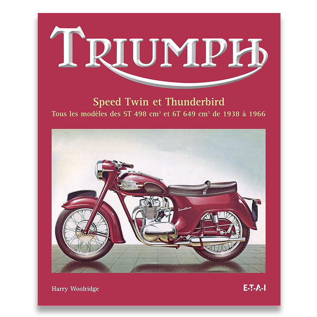 Book cover of 'Triumph Speed Twin et Thunderbird' with a red motorcycle on a red background