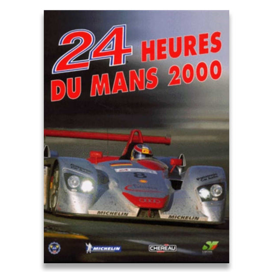 Book cover of '24 Heures du Mans 2000' with a race car and event name.