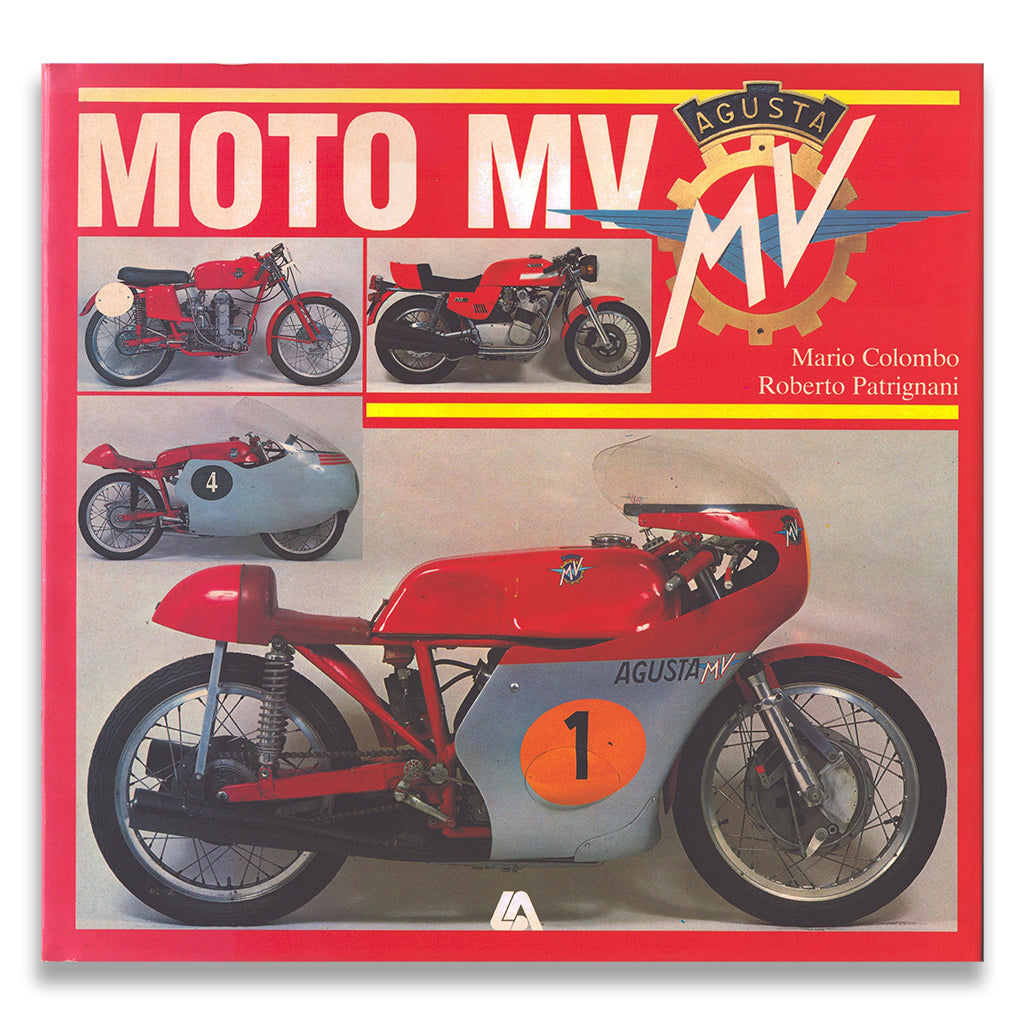 Book cover of 'Moto MV Agusta' with images of motorcycles and the brand logo.