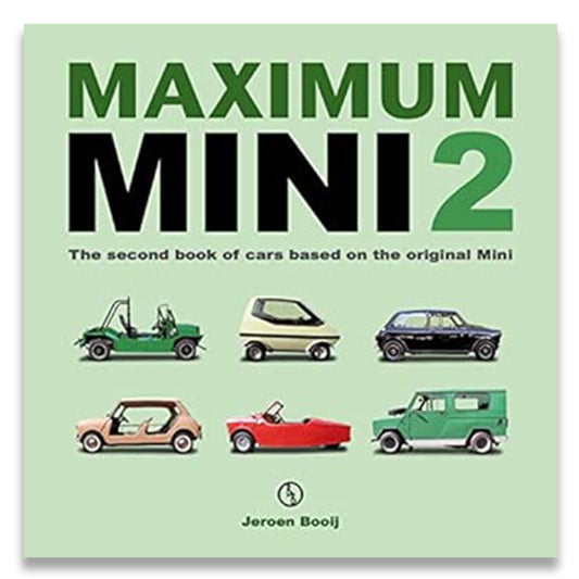 Book cover of 'Maximum Mini 2' with illustrations of mini cars on a light green background.