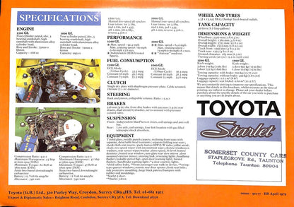 Toyota Starlet Car Sales Brochure #90177 1979 image 7