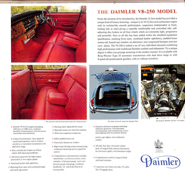 Daimler 250 V8 Foldout Brochure #9.67 1967 image 2