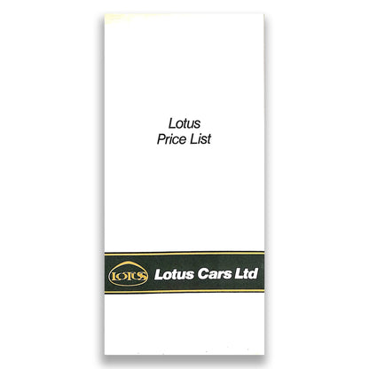 Lotus Cars Range Sales Brochure & Price List 1985