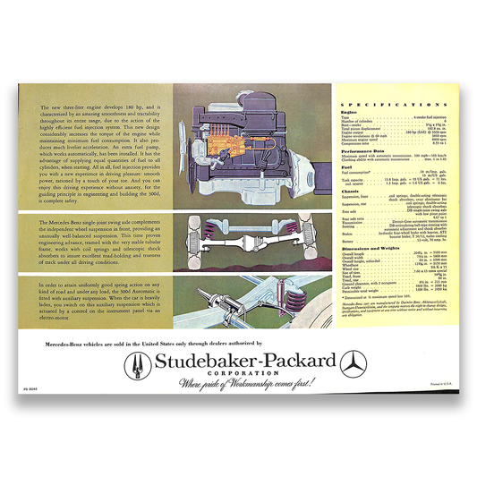 Mercedes-Benz 300D Car Sales Brochure #PD8046 1957