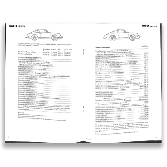 Porsche UK Price and Options List, September 1987, 911 Carrera and Turbo, 928, 924