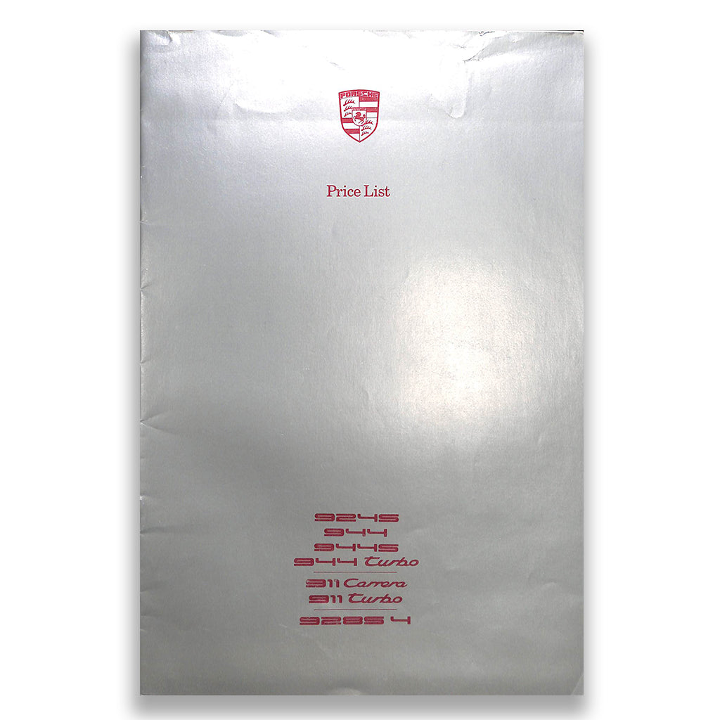 Porsche UK Price and Options List, September 1987, 911 Carrera and Turbo, 928, 924