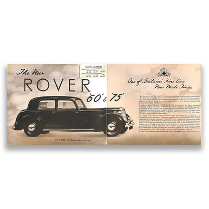 Rover 60 and 75 'Four-Light' Car Sales Brochure 1948