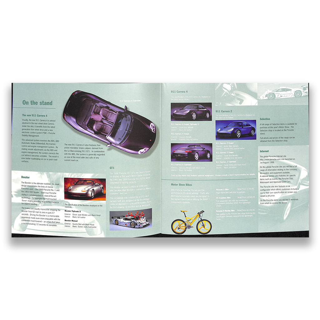 Porsche Range NEC Car Sales Brochure 1998