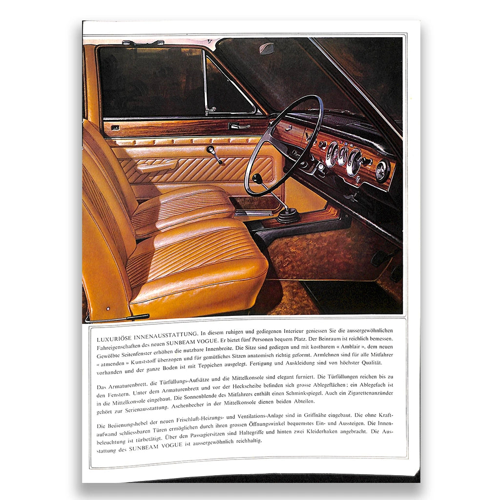 Sunbeam Vogue Car Sales Brochure 8036 EX GM H 1968