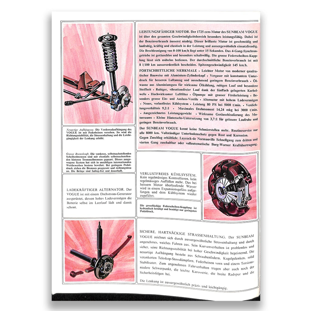 Sunbeam Vogue Car Sales Brochure 8036 EX GM H 1968