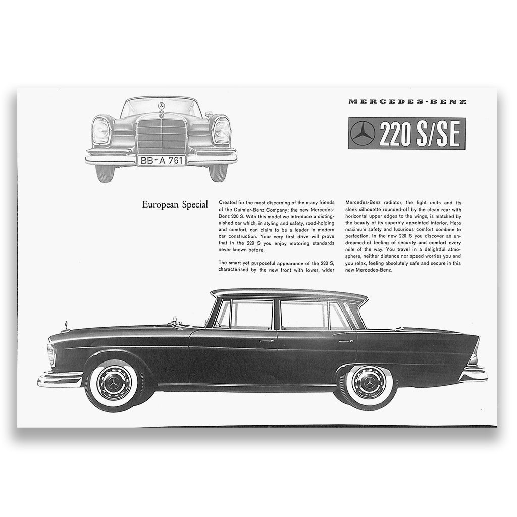 Mercedes-Benz 220S and SE W111 Car Sales Brochure 1960