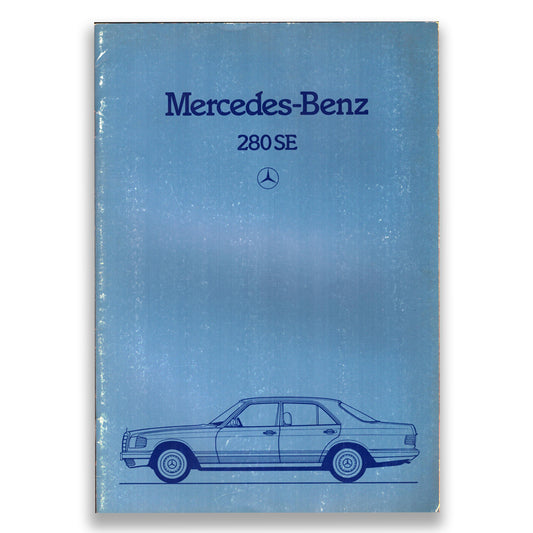 Mercedes-Benz 280 SE manual on a blue background