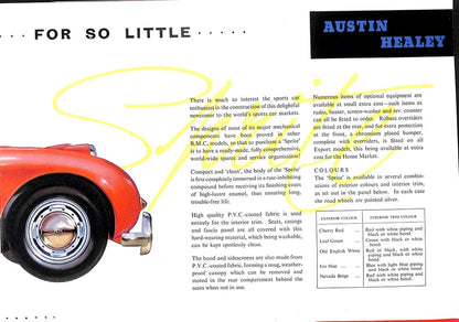 Austin Healey Sprite 'Frogeye' Car Sales Brochure 1960 #1590 image 4