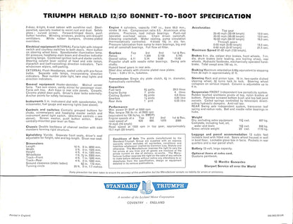Triumph Herald 12/50 Car Sales Brochure #356/963/50 1964 image 7