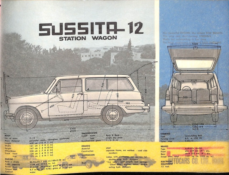 Autocars Sussita 12 Car Sales Brochure 1968 image 2