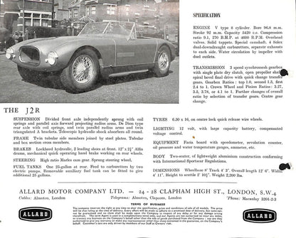 Allard Cars Range Brochure 1956 image 3