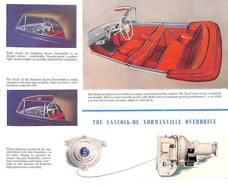 Sunbeam Sports Saloon &amp; Sports Convertible Car Sales Brochure 306/94/50/H 1954 image 3