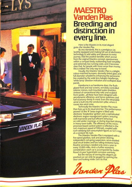 Austin Maestro Range Brochure, 1.3, 1.6, L, HLE, HLS, Vanden Plas &amp; MG #3598 1983 image 12