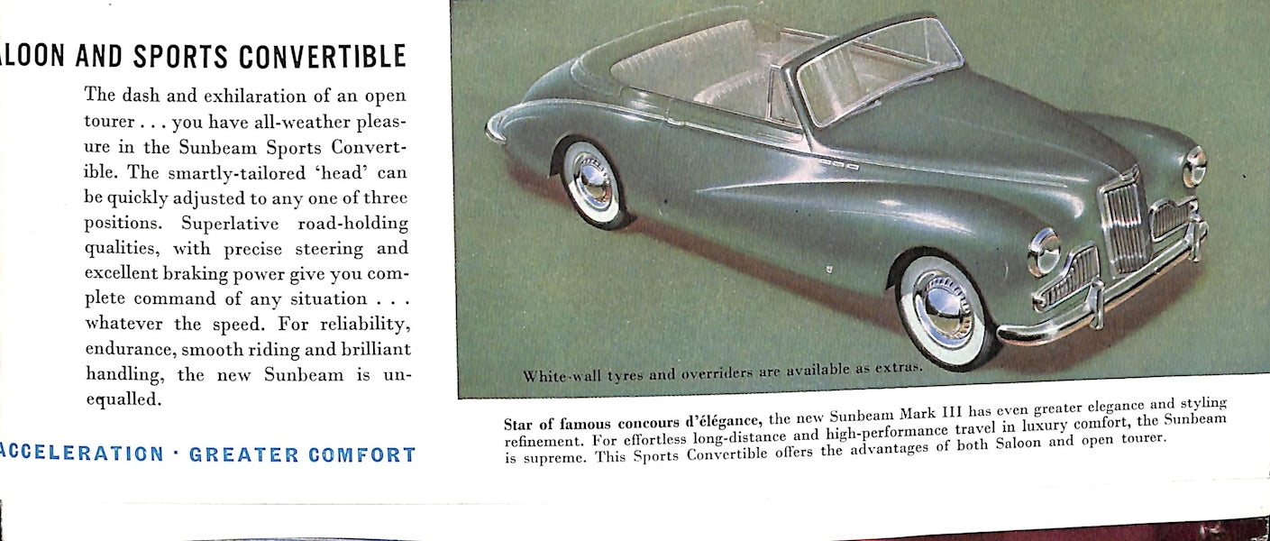 Sunbeam Sports Saloon &amp; Sports Convertible Car Sales Brochure 306/94/50/H 1954 image 2
