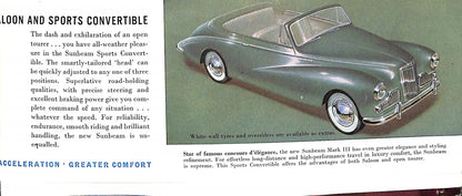 Sunbeam Sports Saloon &amp; Sports Convertible Car Sales Brochure 306/94/50/H 1954 image 2