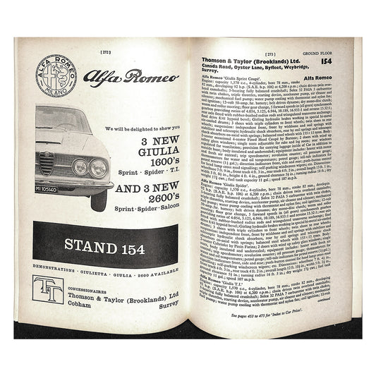 Earls Court Motor Show Guide 1962