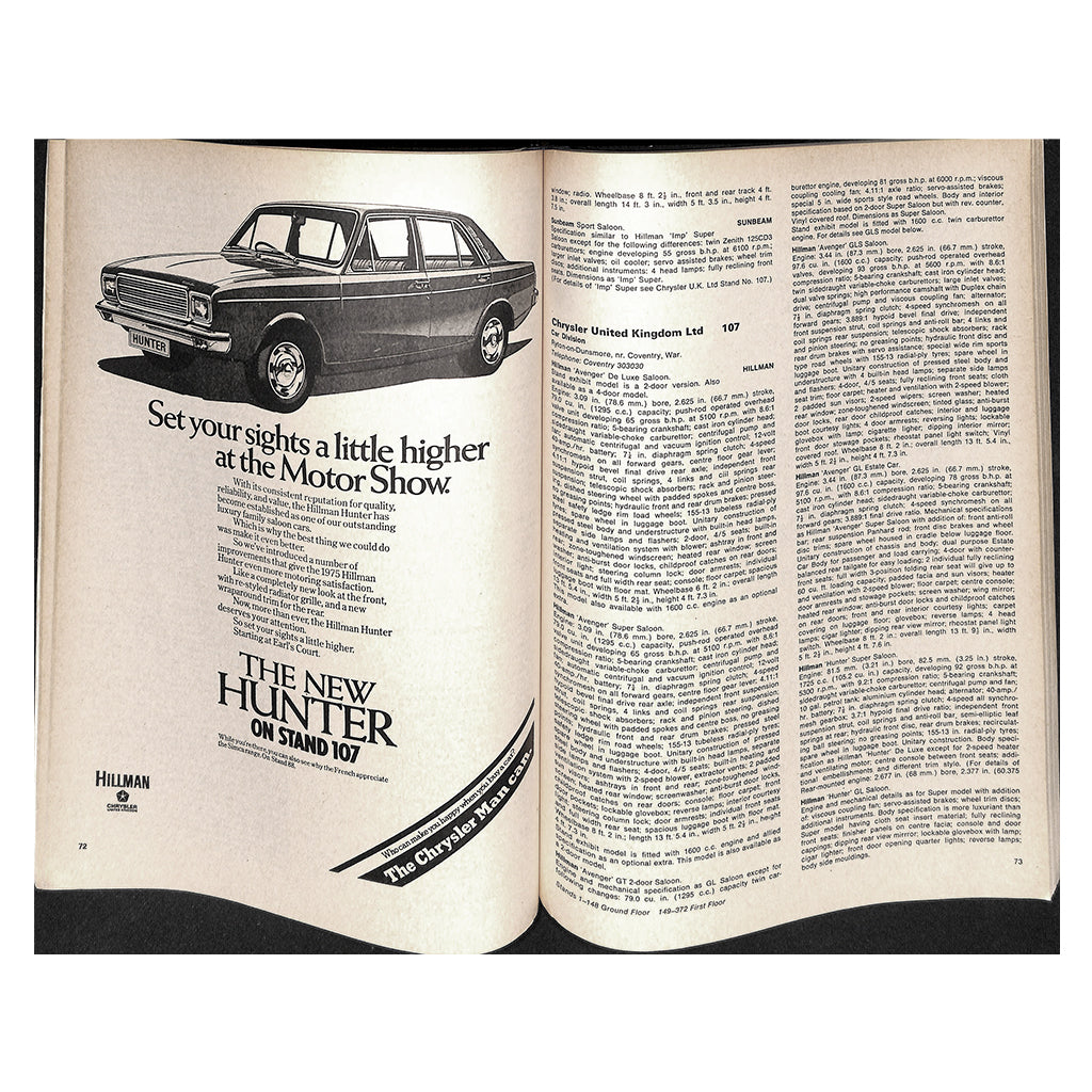 Earls Court Motor Show Guide 1974