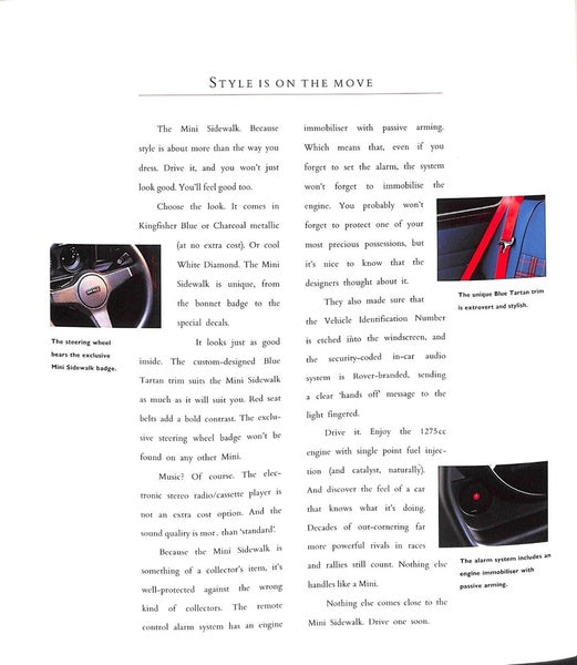 Rover Mini Sidewalk Car Sales Brochure 1995 #4821 image 2